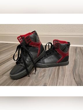 Supra Skytop Chad Muska Pro TUF High Top Sneakers Red Gray Black Youth Size 4